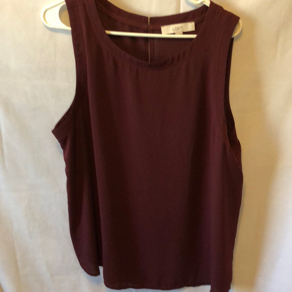 Loft Burgundy sleeveless blouse XL